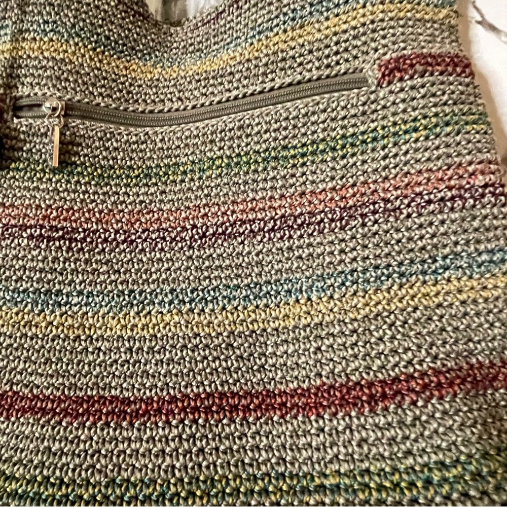 Sak Belle Tote Bag Multicolor Stripes Crochet Woven Gypsy Hobo Shoulder Bag - Picture 6 of 8
